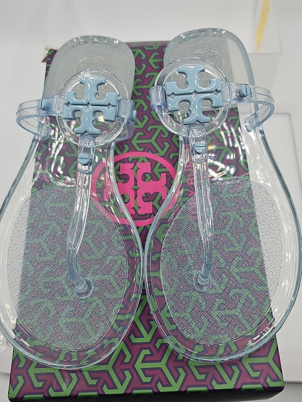 Tory Burch Clear Blue Miller Jelly Thong Sandals